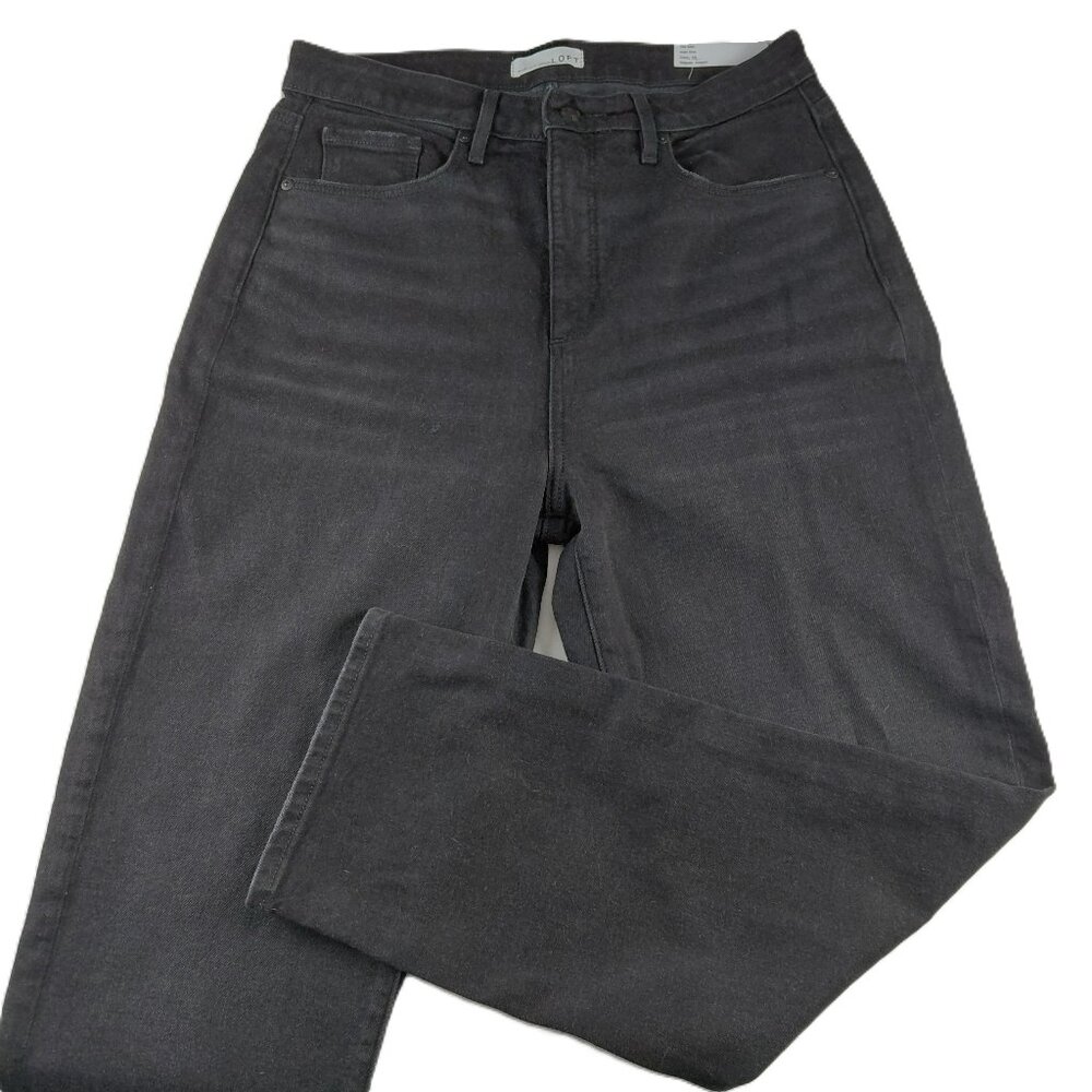 LOFT The Slim High Rise Curvy Fit Jean Women's Size 30 Black Wash Stretch Denim